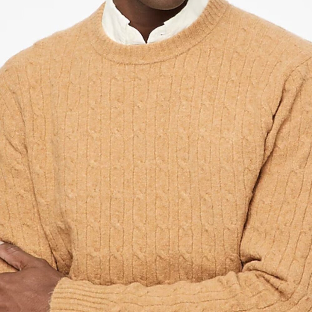 Cable crewneck sweater in extra-soft yarn